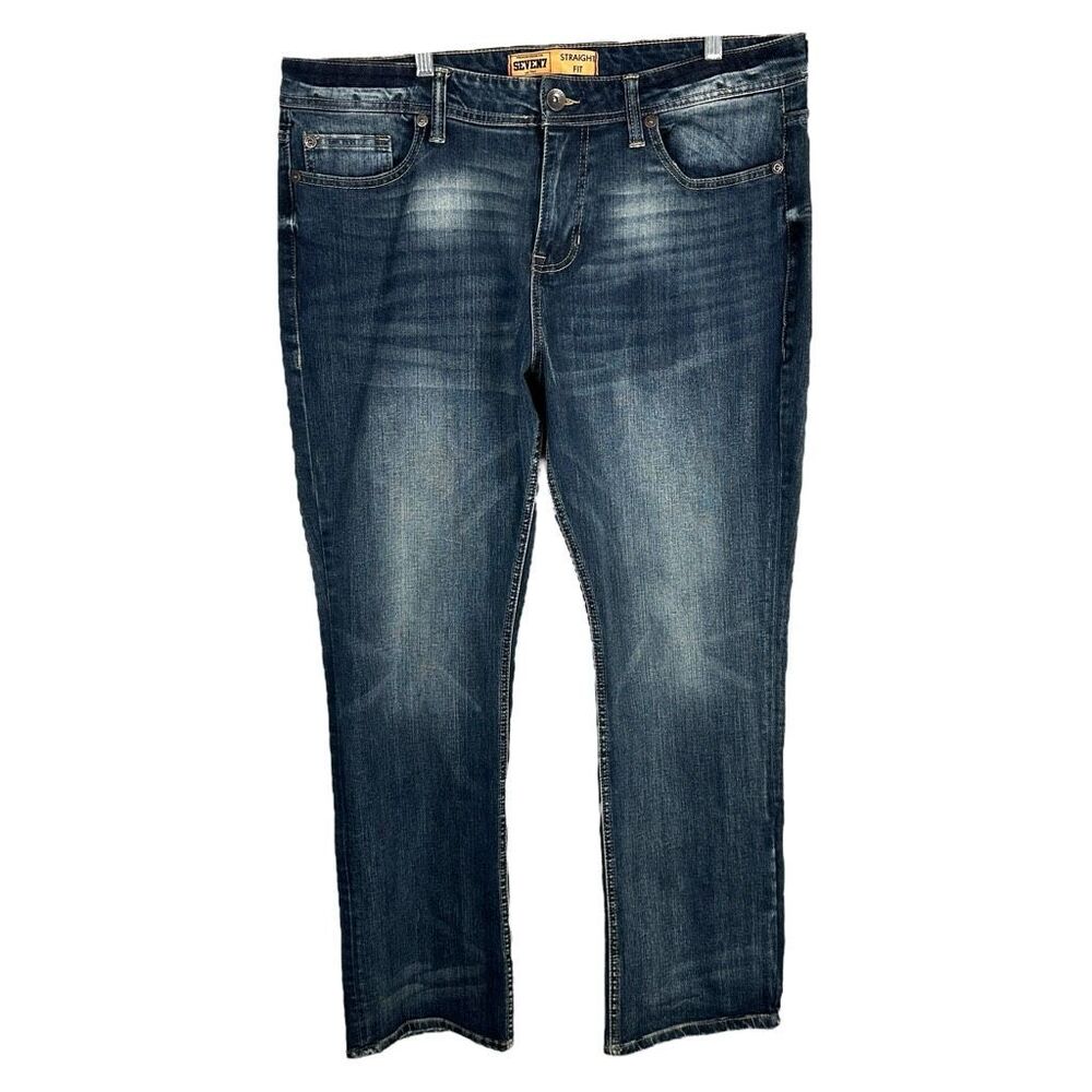 Seven7 Mens Size 38 Jeans 38x32 Straight Leg‎ Blue Denim Pants Stretch 375